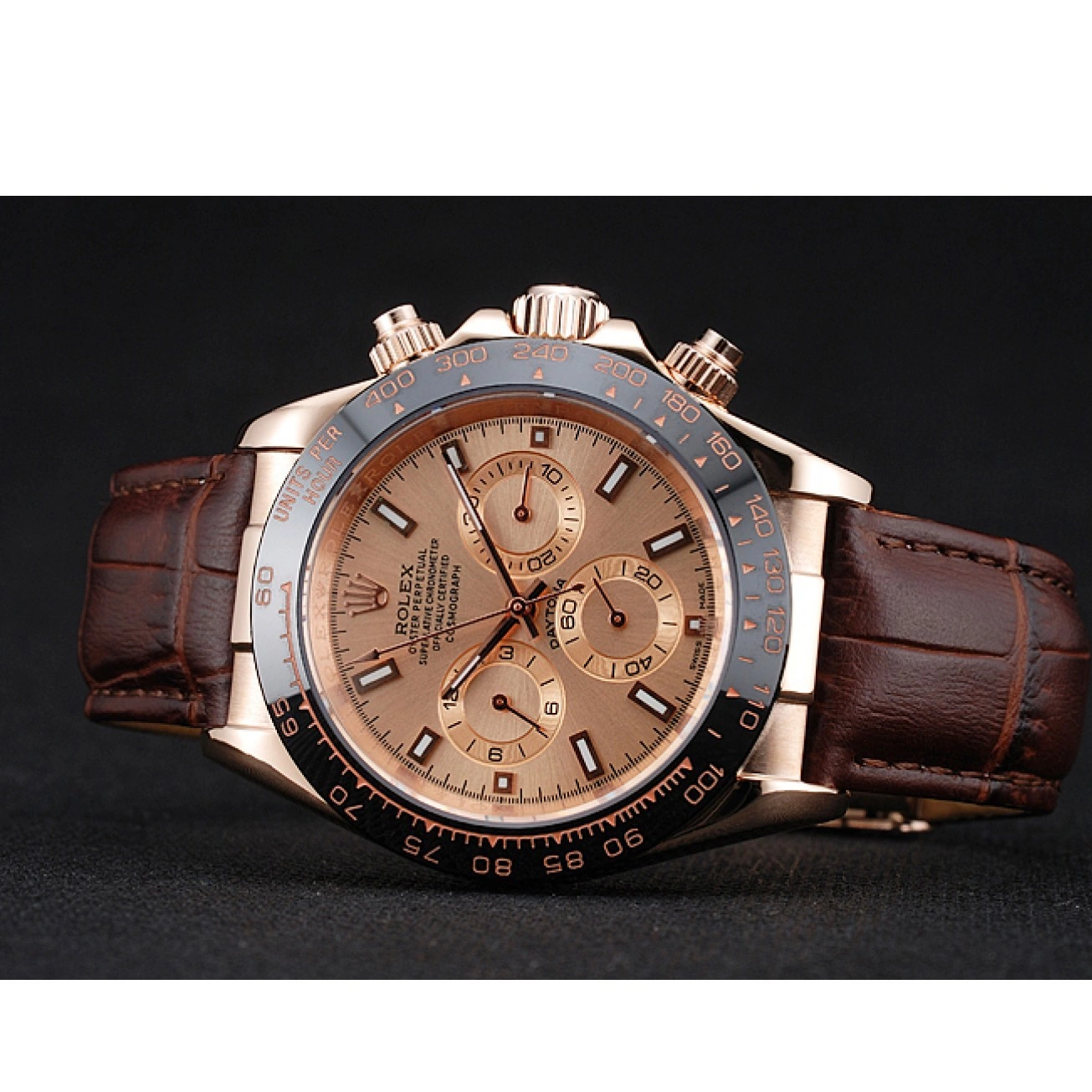 Best AAA Replica Sites Brown Brown Gold Dial 1454243 Bracelet Rose Cosmograph Rolex Daytona Leather Case 0520